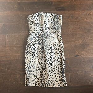 Zara Basic animal print Mini dress Sz S Zip Strapless ST2125